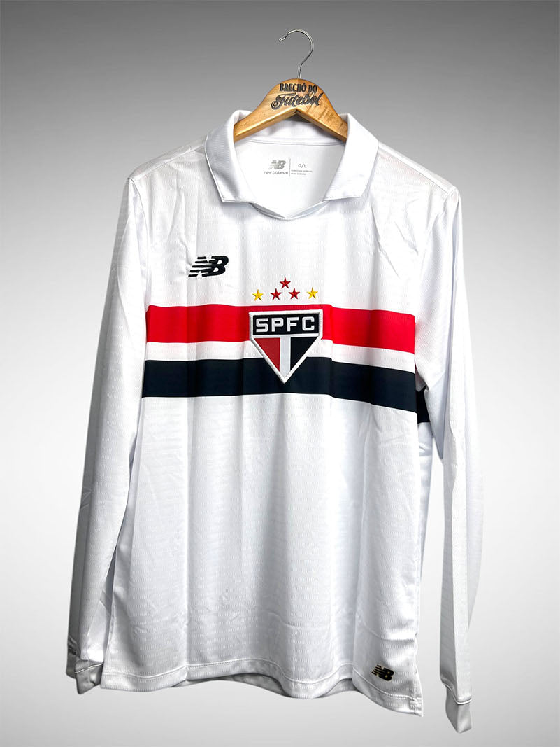 São Paulo 2024 Primeira Camisa Modelo Retrô Tam G Mangas Longas
