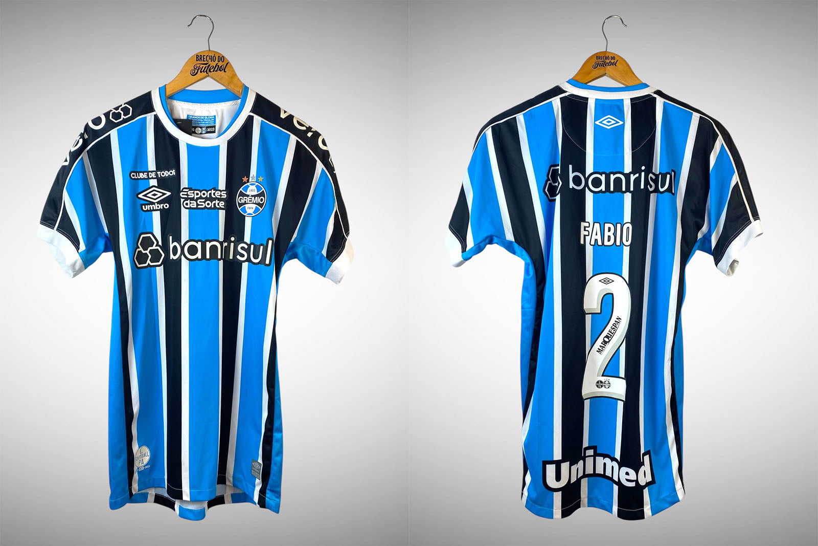 Grêmio 2023 Primeira Camisa Tam P Nº 2 Fabio.
