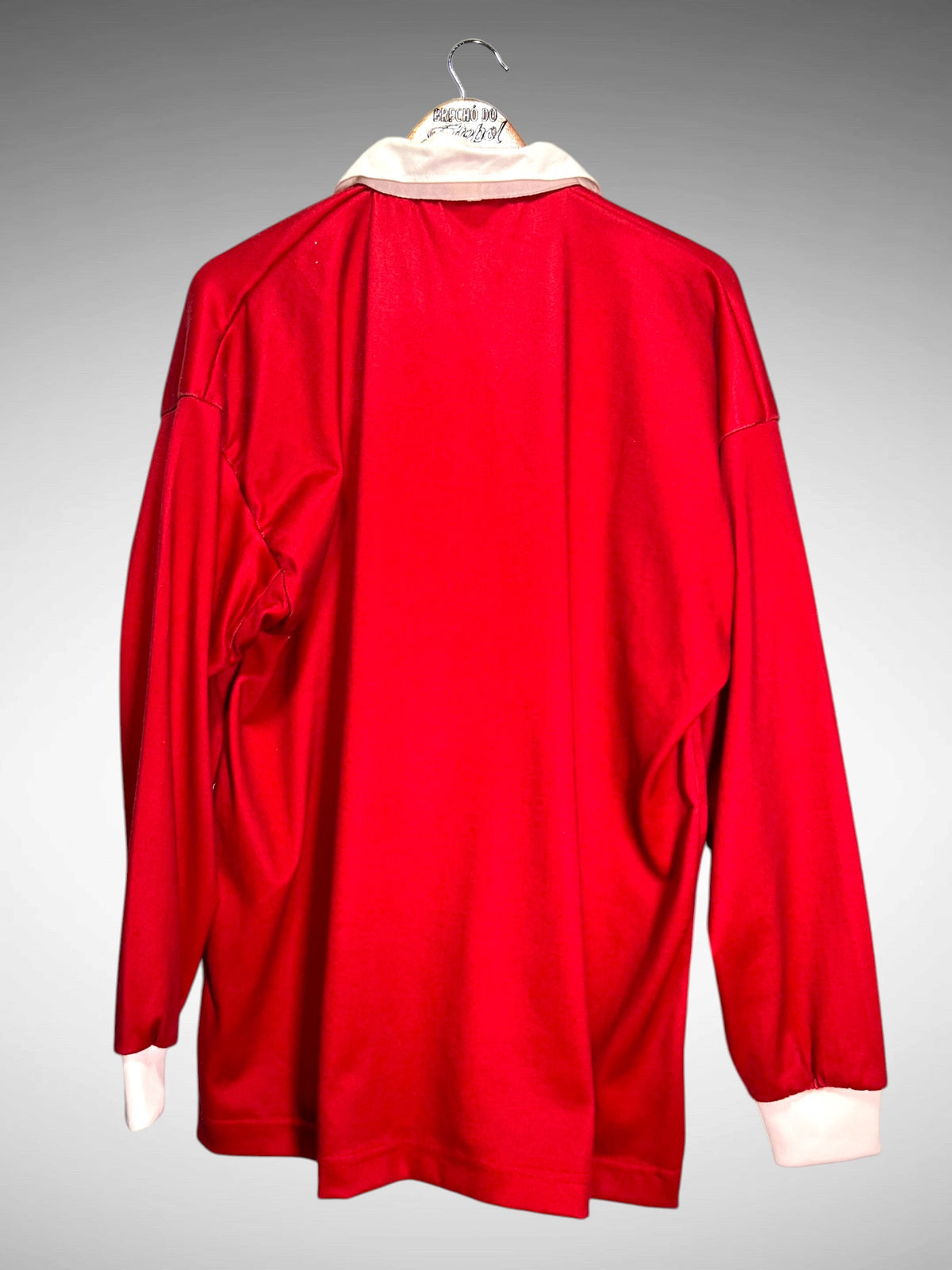País de Gales Rugby Retrô 1980's Primeira Camisa Tam G Mangas Longas.