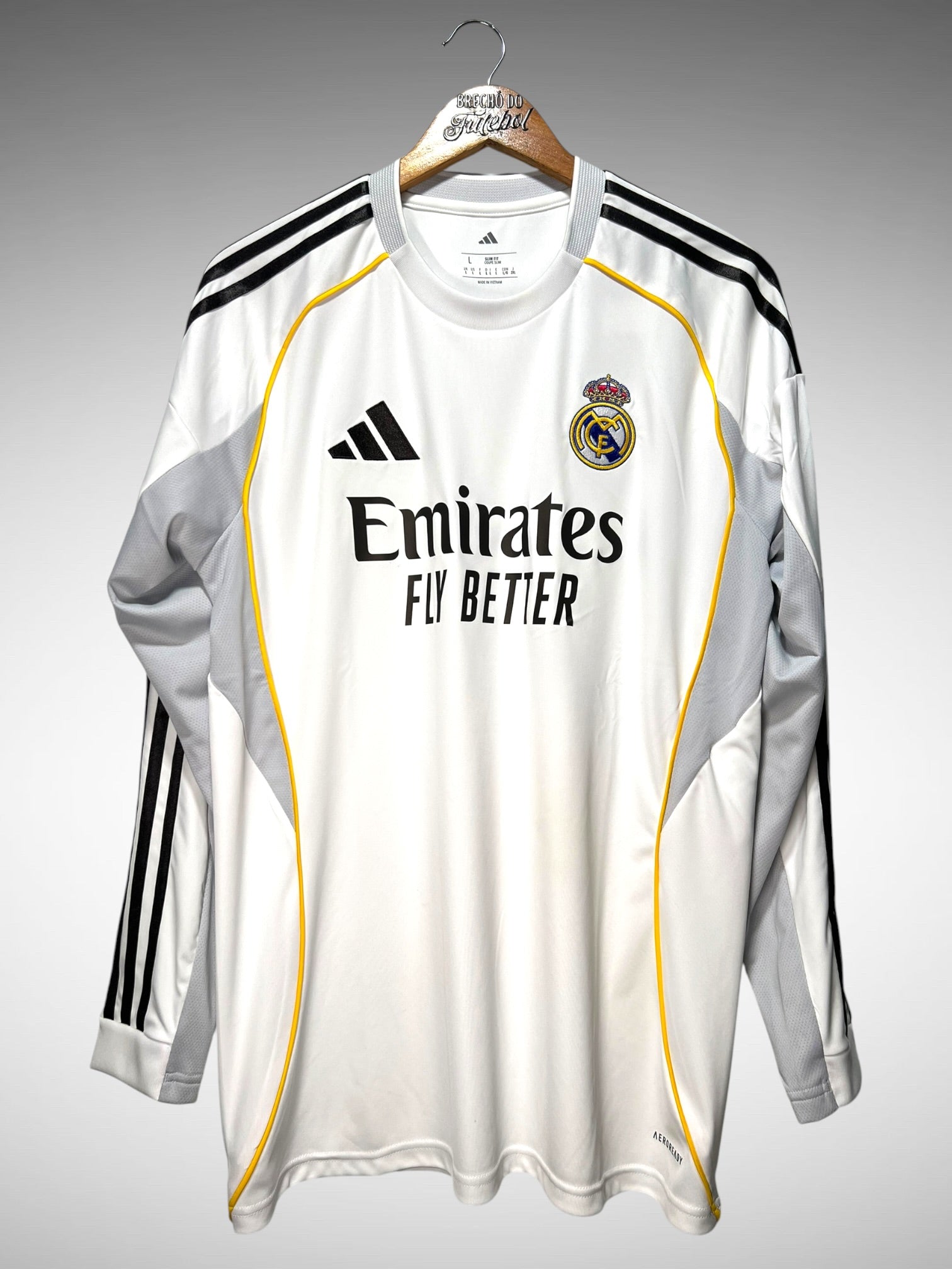 Real Madrid 2025 Primeira Camisa Tam G Mangas Longas.