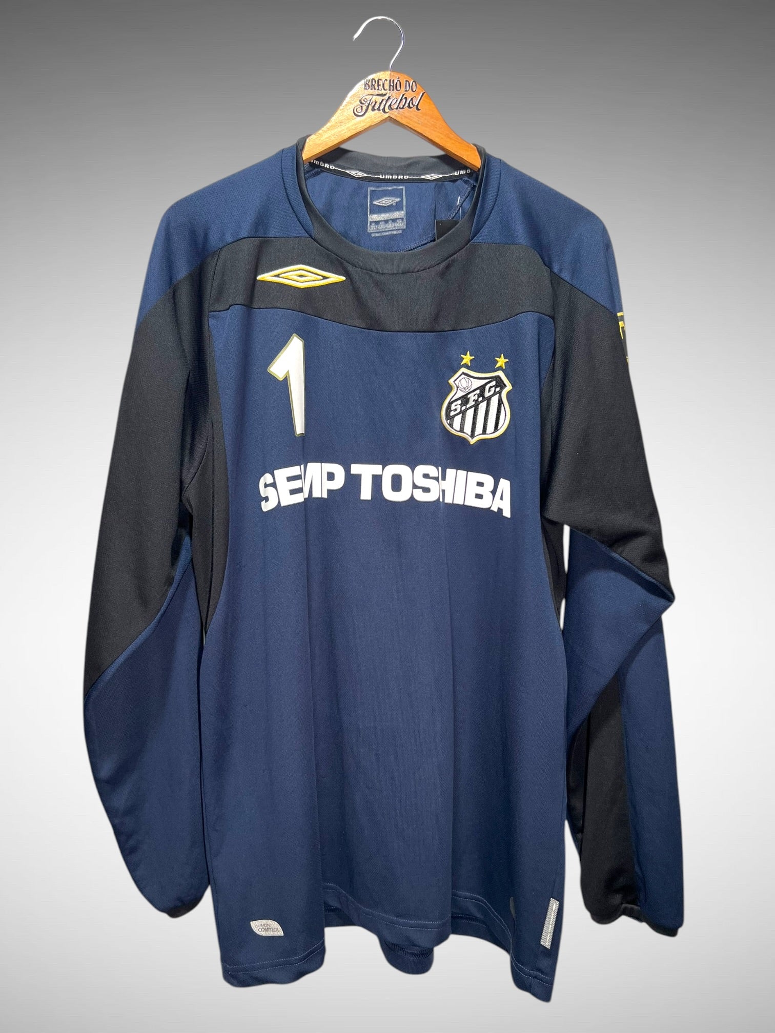 Santos 2007 Camisa de Goleiro Tam GG N 1 Mangas Longas.