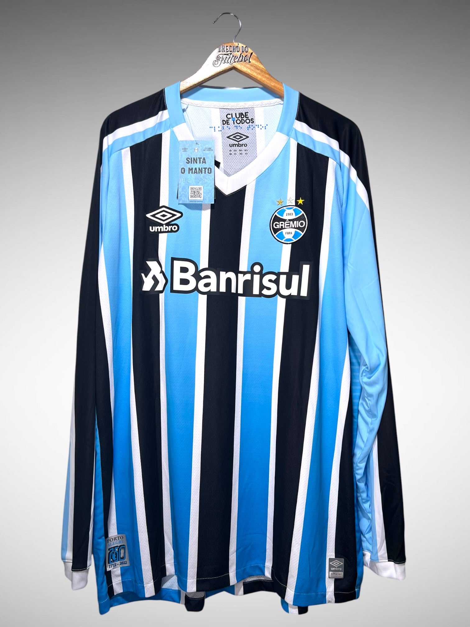 Grêmio 2022 Primeira Camisa Tam 4G Mangas Longas.
