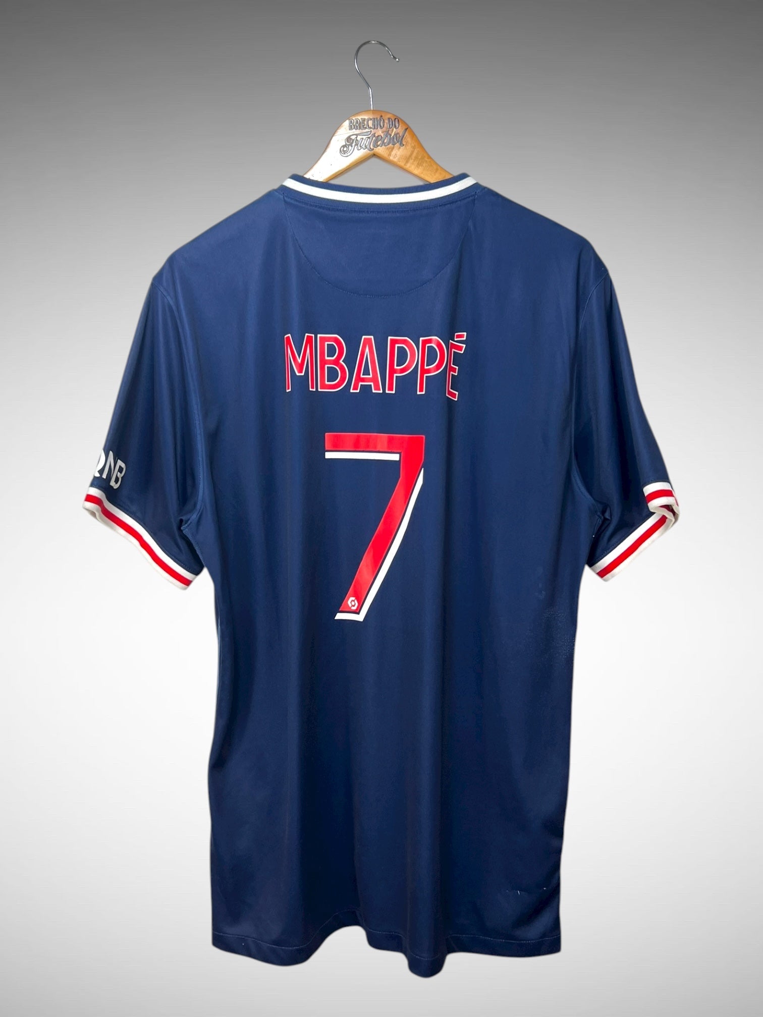 Paris Saint-Germain 2021 Primeira Camisa Tam GG N 7 Mbappé.