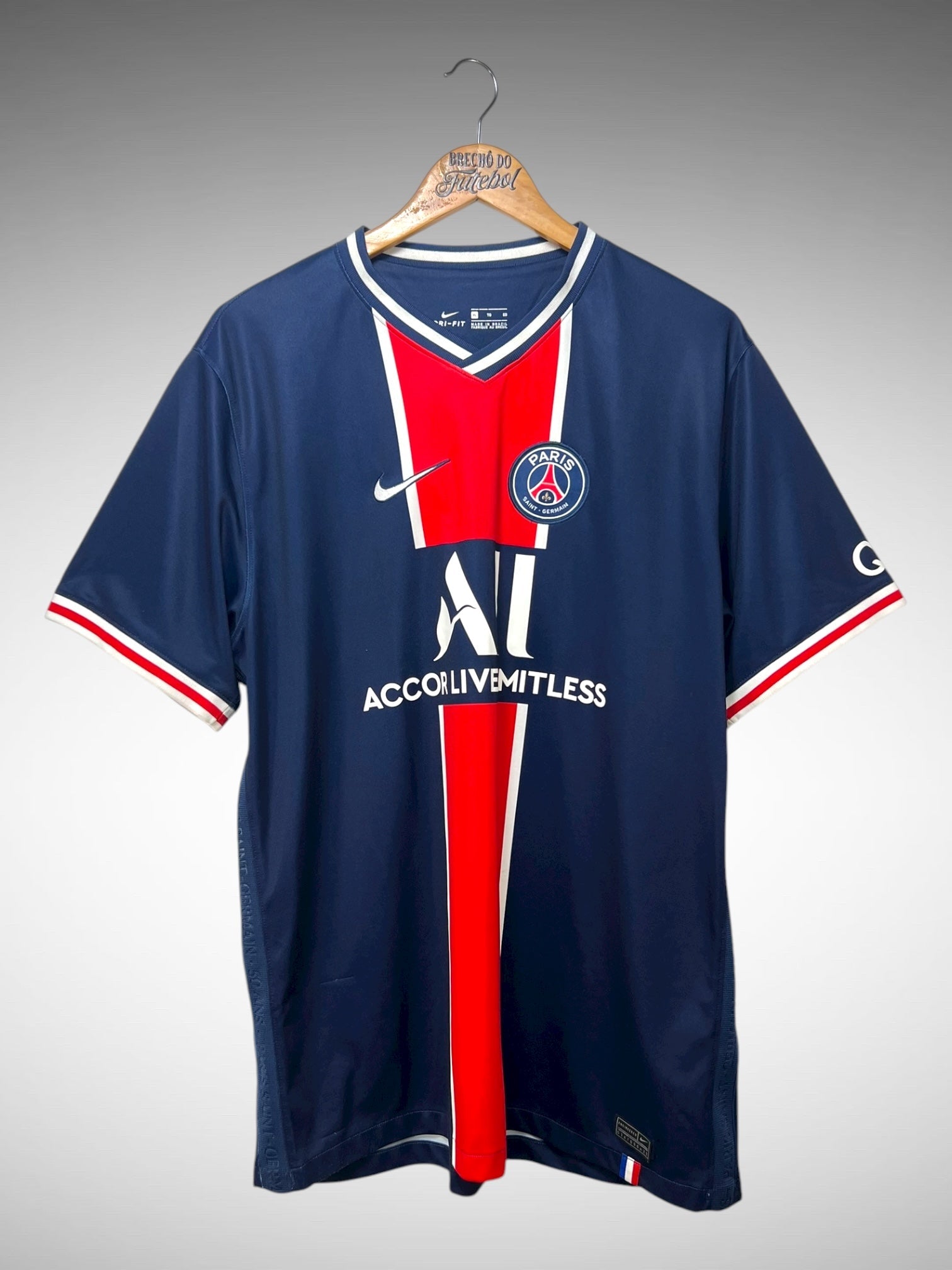 Paris Saint-Germain 2021 Primeira Camisa Tam GG N 7 Mbappé.
