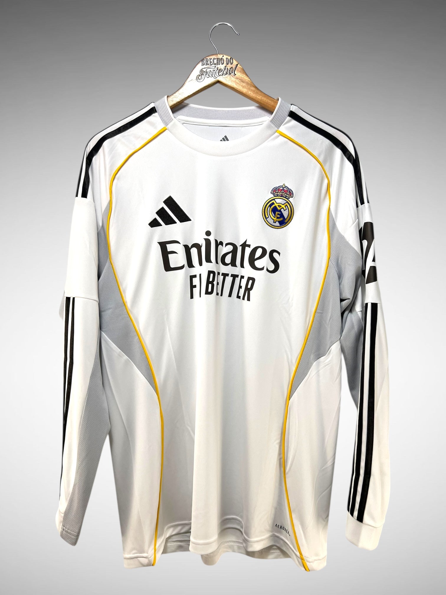 Real Madrid 2025 Primeira Camisa Tam G Mangas Longas.