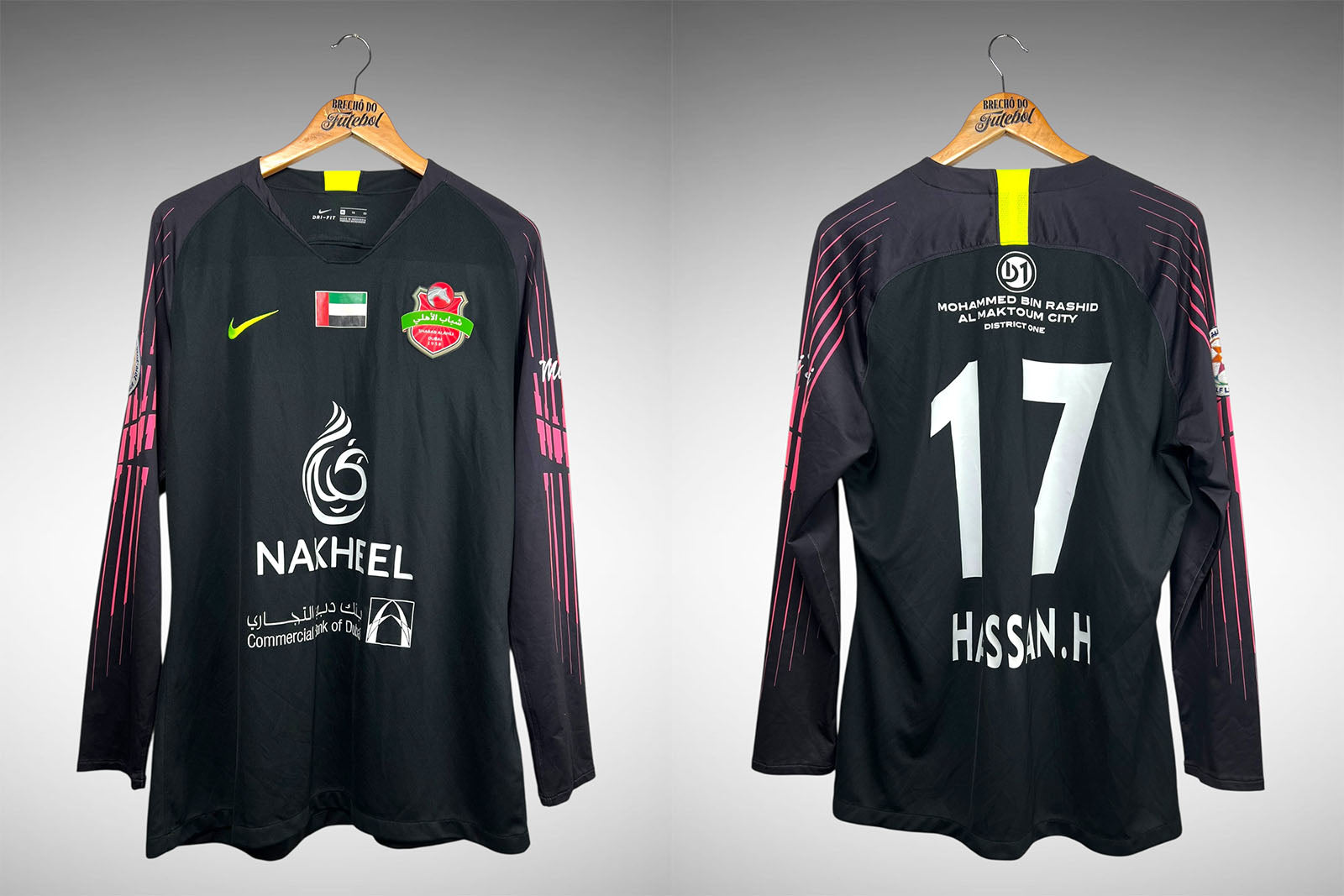 Shabab Al Ahli 2018 Camisa de Goleiro Tam GG Nº 17 Hassan. H Mangas Longas.