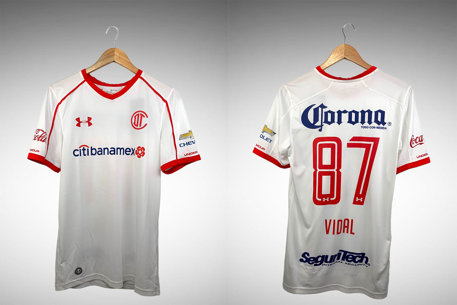 Toluca 2017 Segunda Camisa Tam P Nº 87 Vidal.