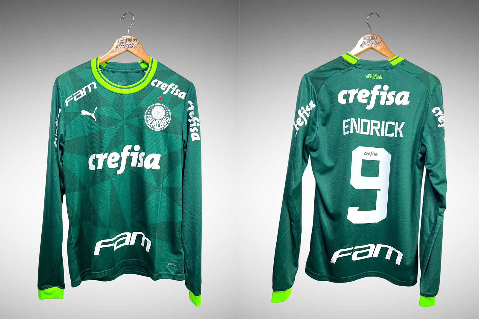 Palmeiras 2023 Primeira Camisa Tam M Nº 9 Endrick Mangas Longas.