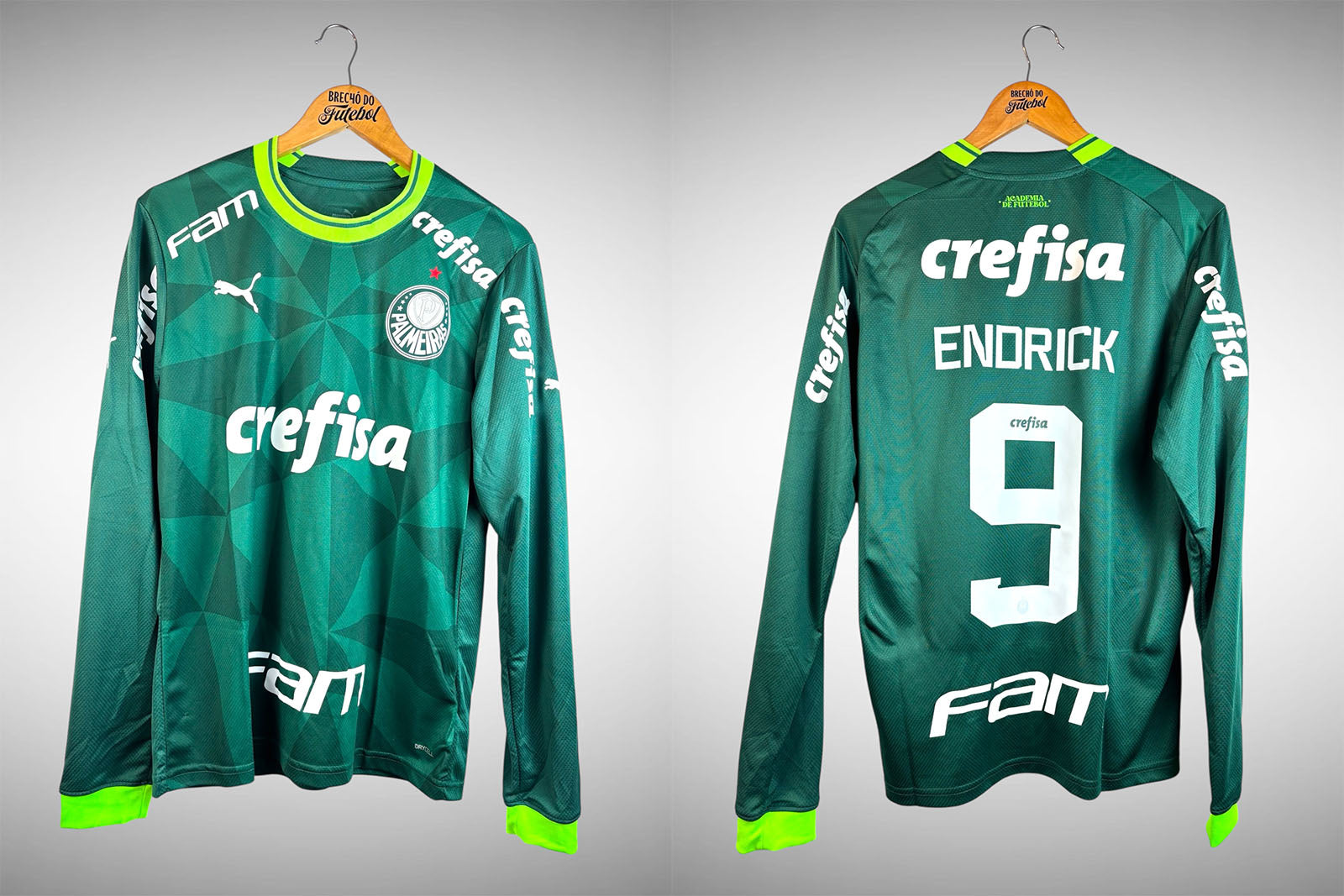 Palmeiras 2023 Primeira Camisa Tam M Nº 9 Endrick Mangas Longas.