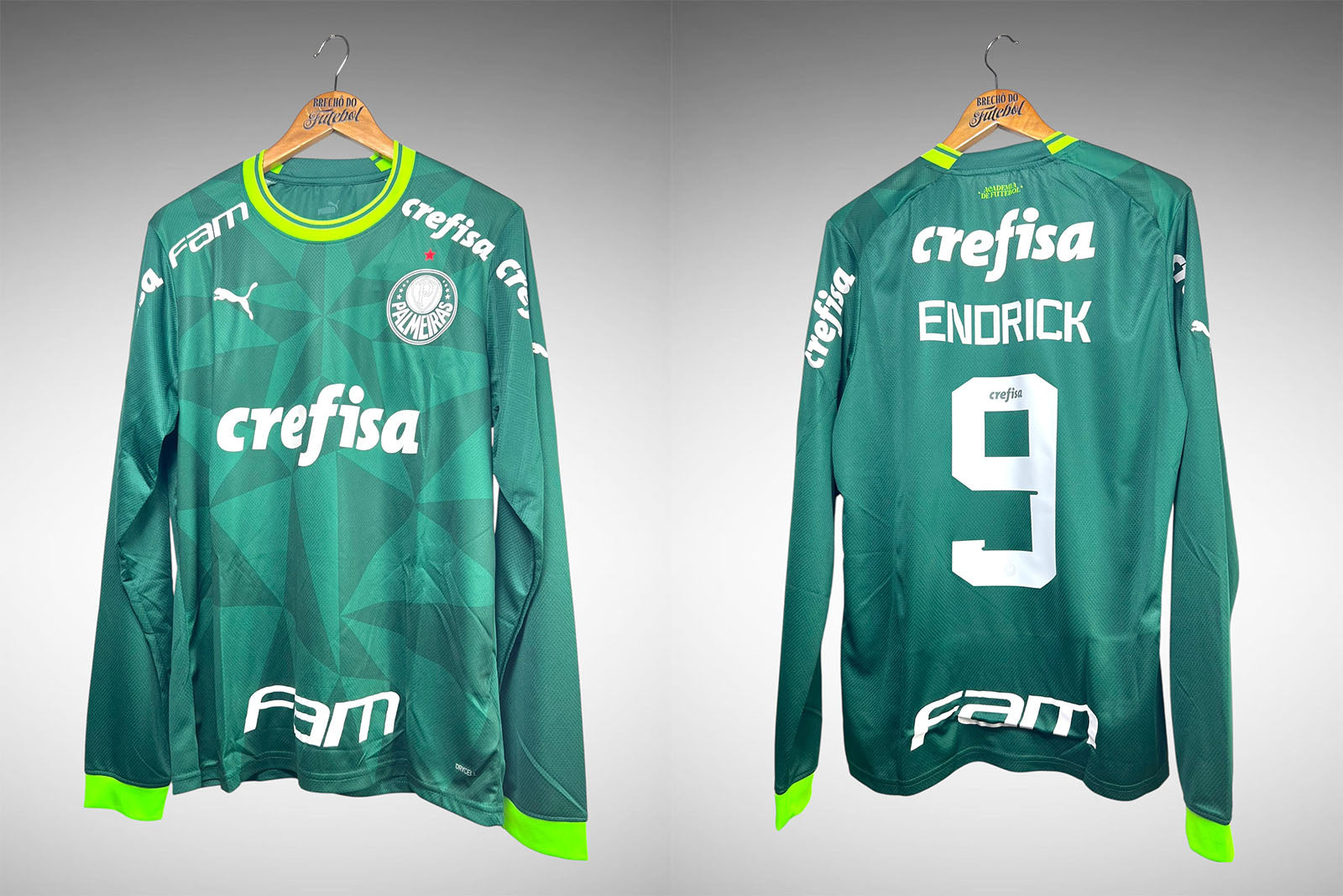 Palmeiras 2023 Primeira Camisa Tam G Nº 9 Endrick Mangas Longas.