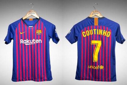 Barcelona 2018 Primeira Camisa Tam G Infantil Nº 7 Coutinho.
